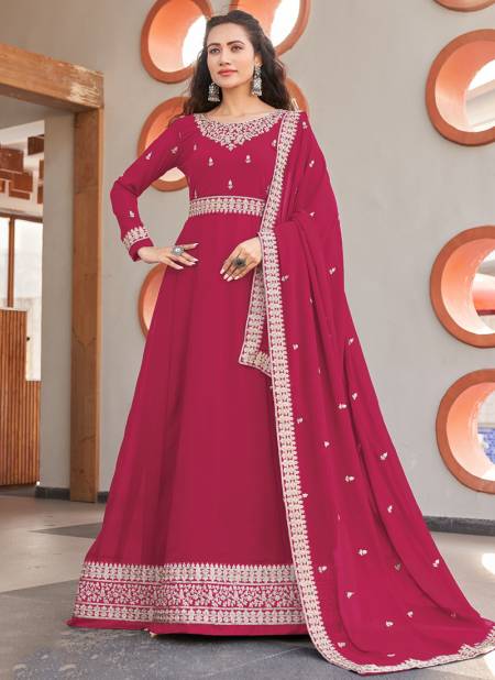 Deep Pink Colour Liya Alfaaz 1001 Colors Gown Catalog 1001 F