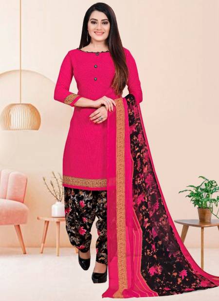 Deep Pink Colour Rajnandini Daily Wear Wholesale Cotton Dress Material 4077
