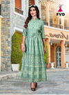 Sky Blue Rung Vol 1 Designer Foil Printed work Rayon Long Gown Collection 108