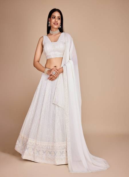 Designer Fox Georgette Function Lehenga Choli Suppliers In India DZ 2230 White