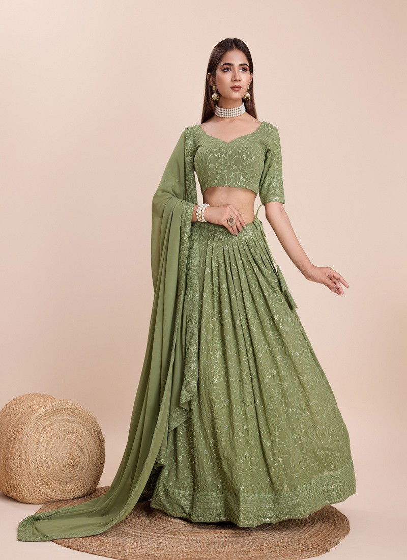 Designer Fox Georgette Function Lehenga Choli Suppliers In India DZ 2235 Green