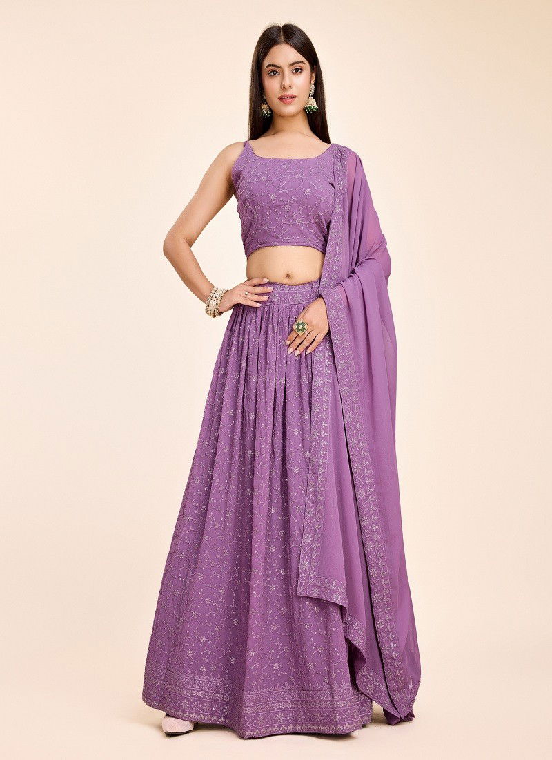 Designer Fox Georgette Function Lehenga Choli Suppliers In India DZ 2235 Lavender