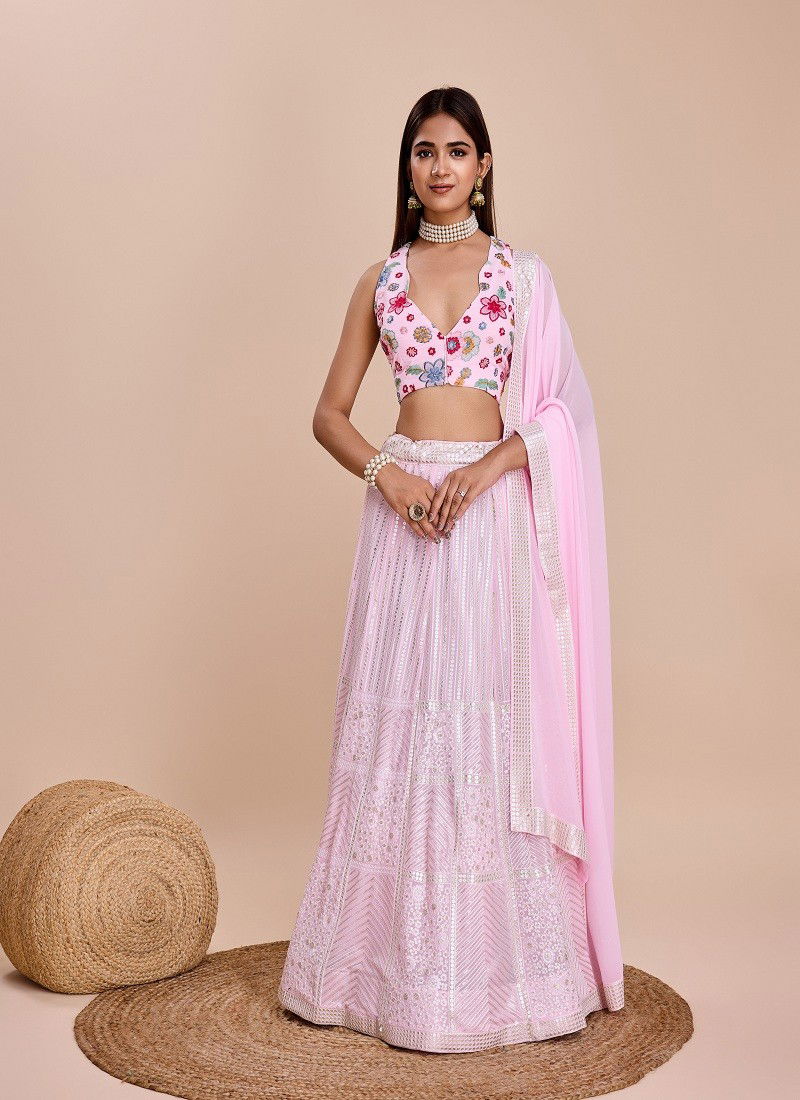 Designer Fox Georgette Function Lehenga Choli Suppliers In India DZ 2236 Light Pink