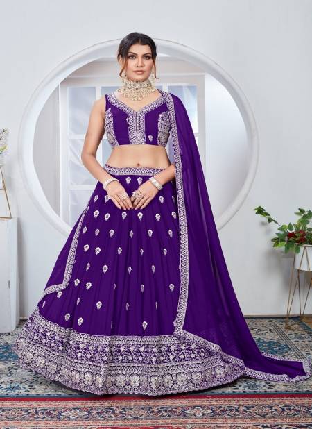 Designer Fox Georgette Wedding Wear Lehenga Choli Orders In India DZ 2239 Purple