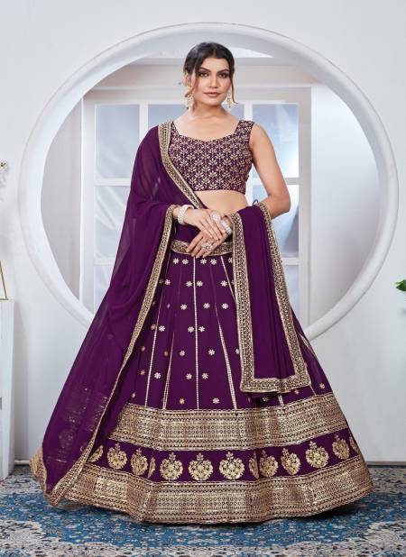 Designer Fox Georgette Wedding Wear Lehenga Choli Orders In India DZ 2244 Purple