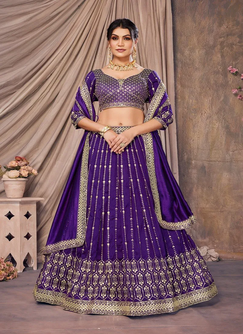 Designer Vichitra Function Lehenga Choli Suppliers In India DZ 2238 Purple