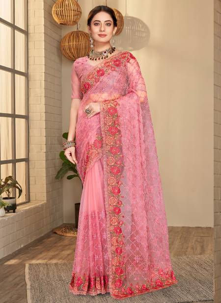 Dusty Gajari Colour Gracious Designer Wholesale Wedding Sarees Catalog 1506