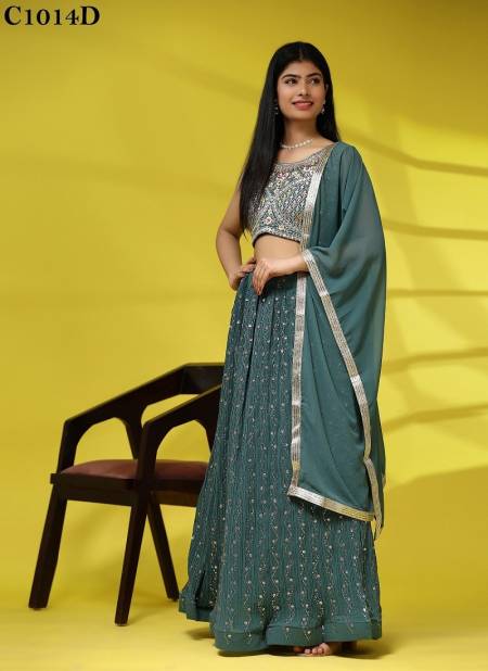 Dusty Green Colour Amoha C1014 A To D Georgette Lehenga Choli Wholesale In India C1014 D