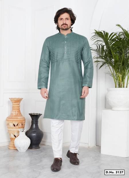 Dusty Green Colour Function Mens Wear Pintux Designer Kurta Pajama Wholesale Price In Surat 3137