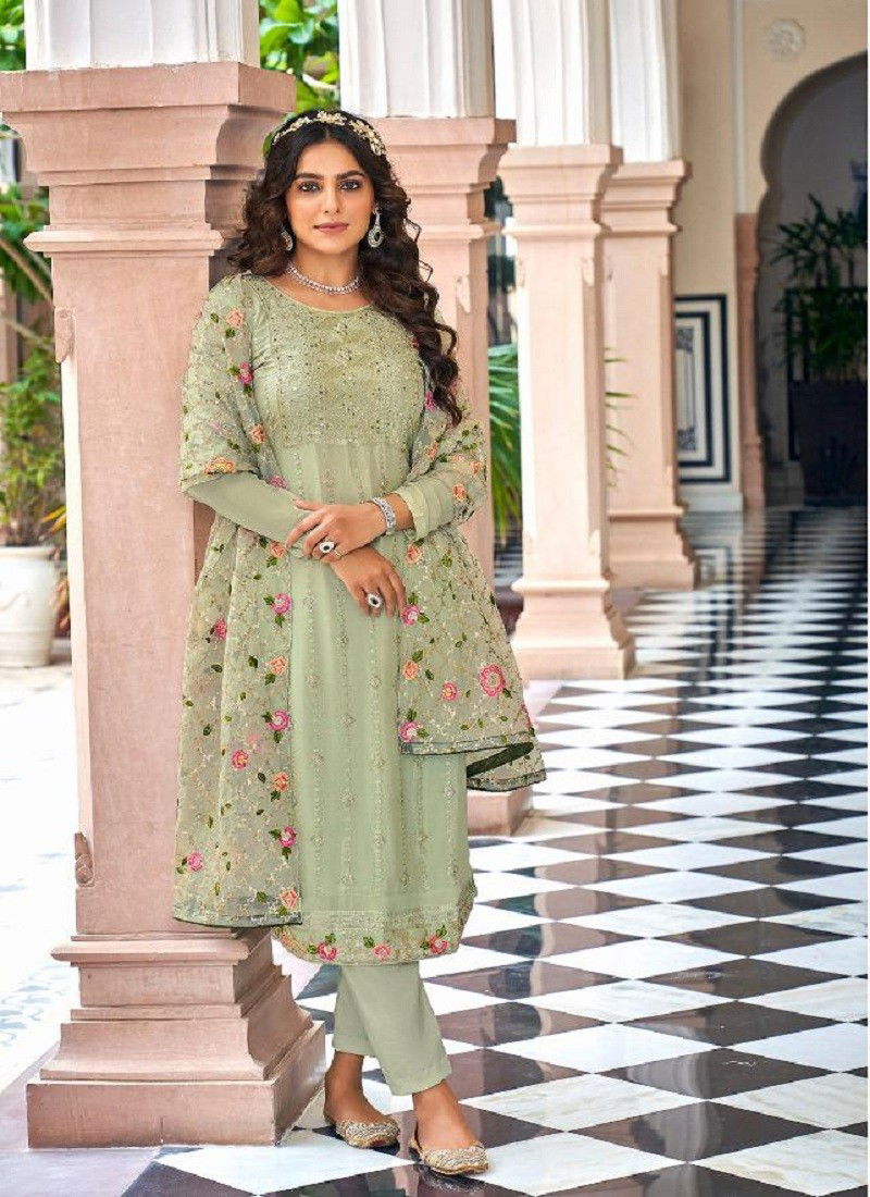 Dusty Green Colour Tiara By Eba Designer Salwar Suit Catalog 1495