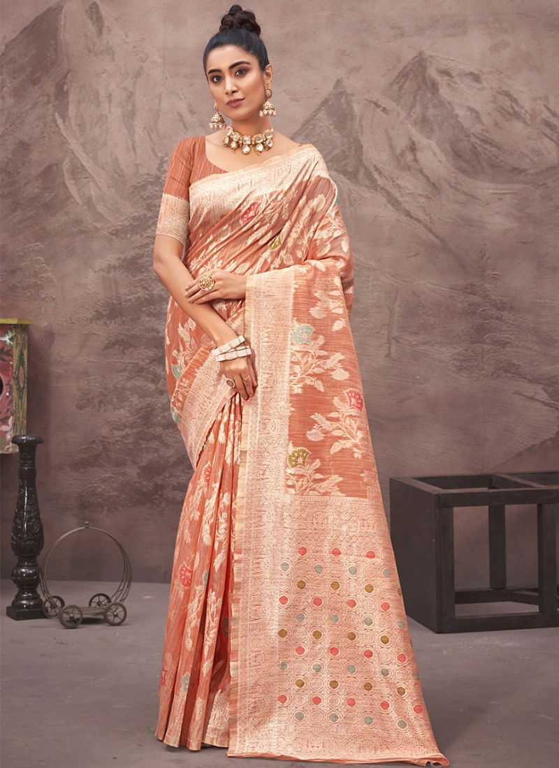 Dusty Orange Colour Raj Mohini Designer Wholesale Silk Sarees  3175