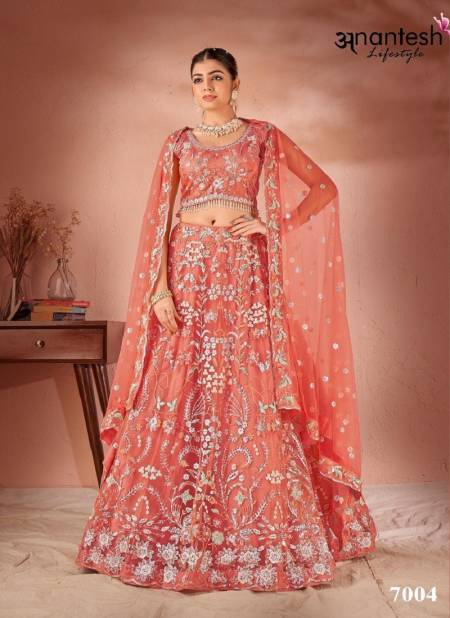 Dusty Peach Colour Festivals Vol 1 By Anantesh Georgette Wedding Wear Lehenga Choli Wholesale Online 7004