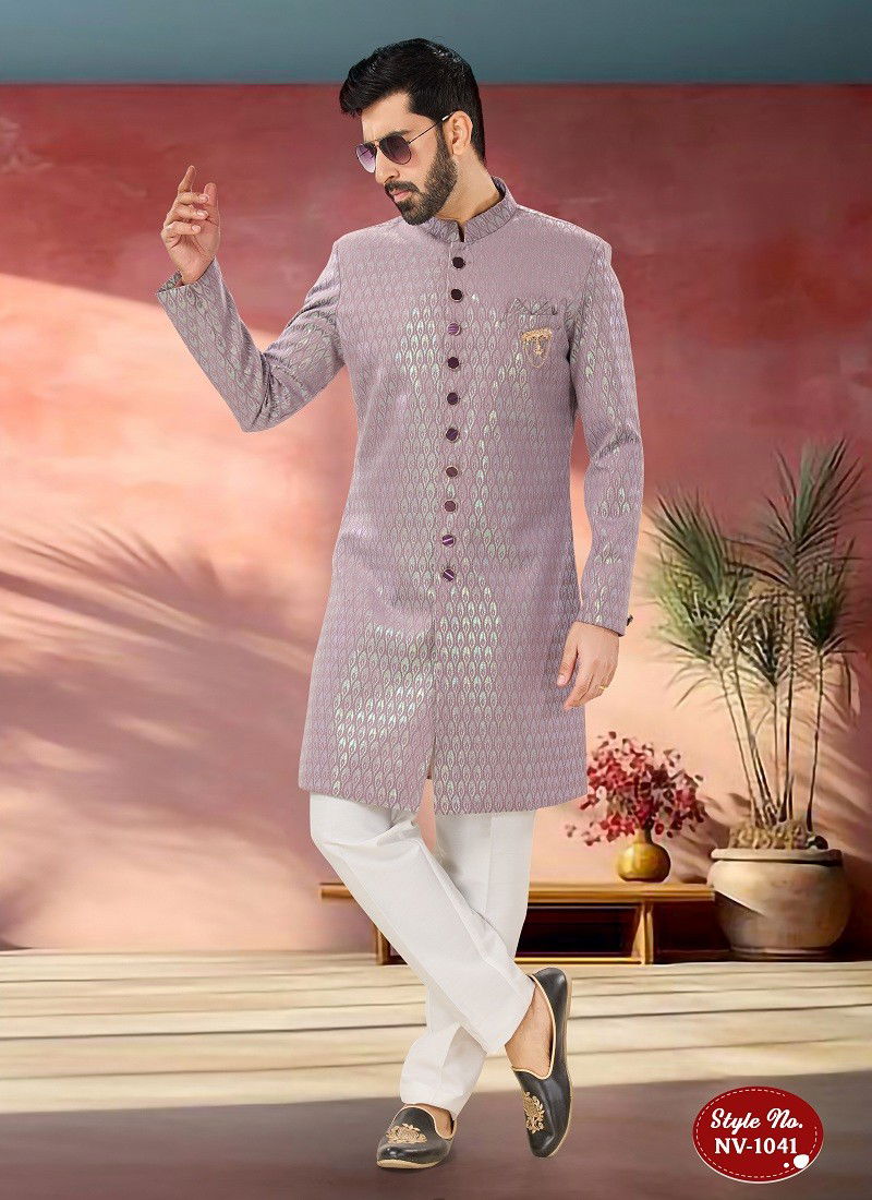 Dusty Pink Colour 1651 2 Designer Party Wear Mens Indo Western Suppliers In India NV 1041