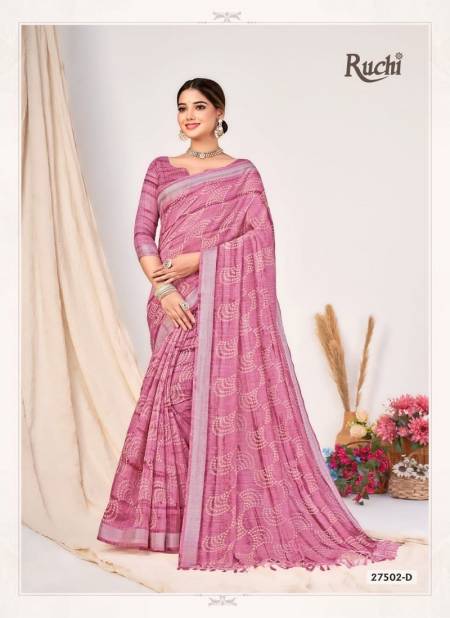 Dusty Pink Colour Aarushi By Ruchi Cotton Silk Printed Daily Wear Saree Wholesale Shop In Surat 27502-D