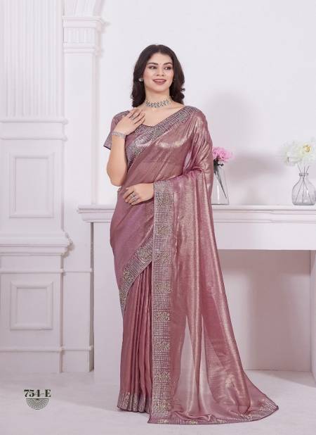 Dusty Pink Colour Mehek 754 A TO E Raina Net Party Wear Saree Wholesale Clothing Suppliers In India 754-E