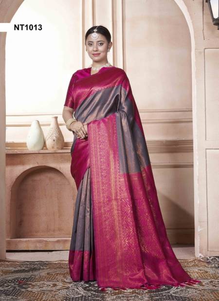 Dusty Purple Colour Natasa By 3 Of Kubera Pattu Kanjivaram Silk Sarees Wholesale Online NT1013