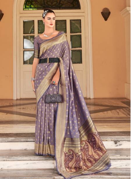 Dusty Purple Colour Raaga Silk 129001 To 129006 By Rajpath Printed Sarees Catalog 129002