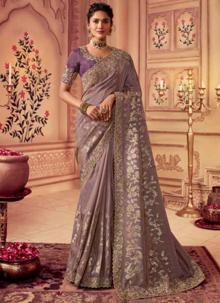 Dusty Purple Colour Suvarna By Sulakshmi 8001 To 8009 Wedding Wear Sarees Catalog 8008