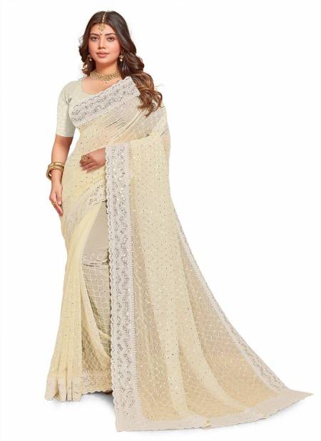 Dusty Yellow Colour Anupama By Utsav Nari Embroidery Occasion Wear Saree Wholesale Online 2266