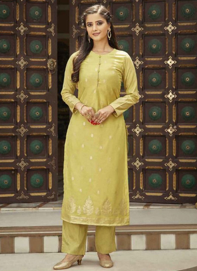 Dusty Yellow Colour Virasat Ethnic Wear Wholesale Designer Kurtis Catalog 3001