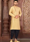  Festive Wear Full Machine Work Art Silk Biscuit Color Side Patti Kurta Payjama Collection AC DUP Side Patti 01