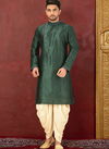  Festive Wear Full Machine Work Art Silk Rama Green Color Side Patti Kurta Payjama Collection AC DUP Side Patti 03