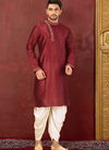  Festive Wear Full Machine Work Art Silk Red Color Side Patti Kurta Payjama Collection AC DUP Side Patti 04