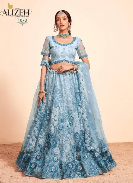 Firozi Blue Colour Bridal Heritage Vol 4 By Alizeh 1073 To 1076 Lehenga Choli Wholesale Market In Surat 1073