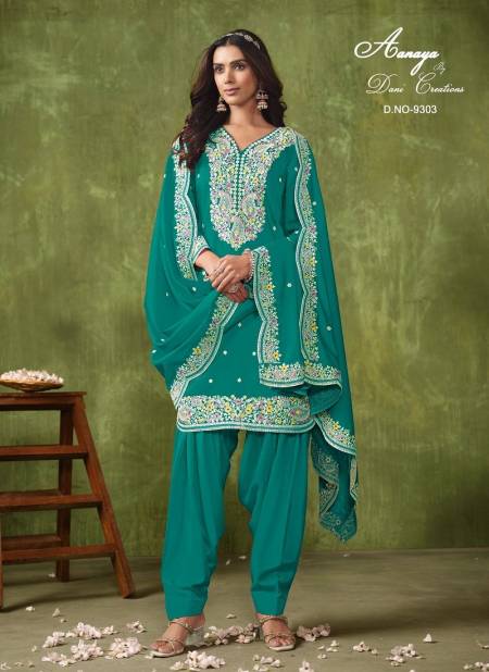 Firozi Colour Aanaya Vol 193 By Twisha Designer Roman Silk Wedding Salwar Suit Suppliers In India 9303