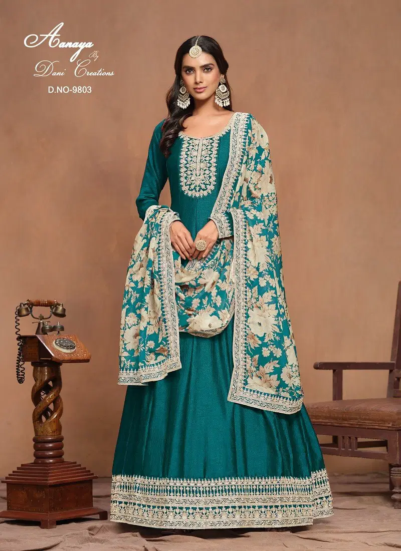 Firozi Colour Aanaya Vol 198 By Twisha Art Silk Wedding Salwar Suit Orders In India 9803