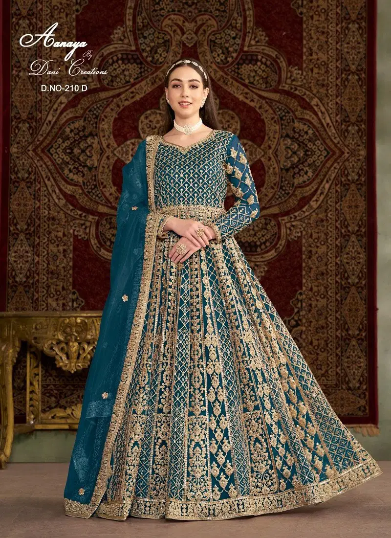 Firozi Colour Aanaya Vol 210 By Dani Net Wedding wear Gown Exporters In India 210 D