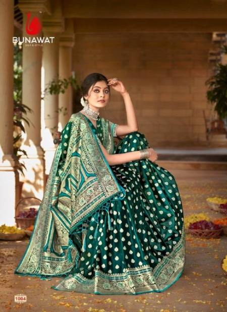 Firozi Colour Akshat By Bunawat Satan Silk Designer Wedding Sarees Wholesale Online 1004