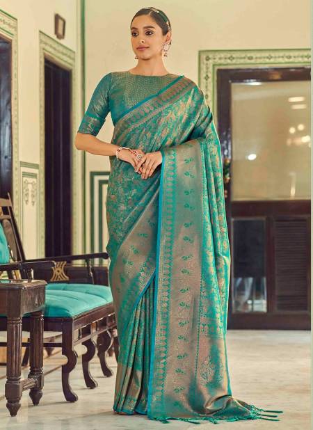 Firozi Colour Aleah Pattu Exclusive Wear Wholesale Silk Sarees Catalog 32005