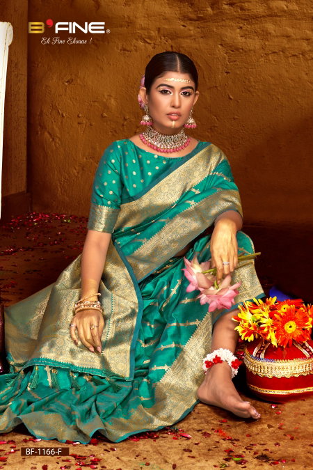 Firozi Colour B Fine Shrisha Silk Wedding Wear Saree Wholesale Price In Surat BF-1166-F
