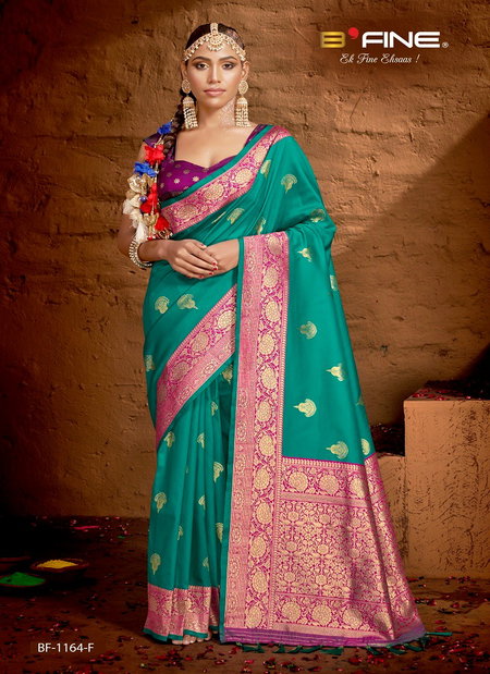 Firozi Colour B Fine Sirohi Silk Wedding Wear Saree Wholesale Market In Surat With Price BF-1164-F