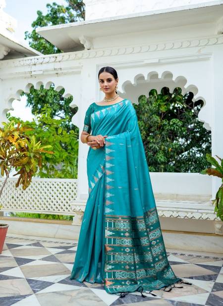 Firozi Colour Charusila By RF Soft Tussar Silk Sarees Suppliers In India RF27585