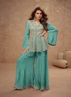 Firozi Colour Gulab By Gulkayra Chinon Readymade Suits Orders In India 7504-B