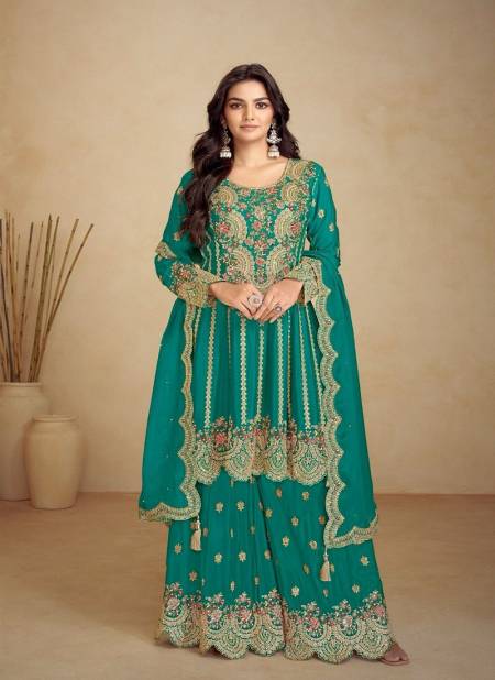 Firozi Colour Jalwa By Gulkayra Chinon Readymade Suits Orders In India 7502-A