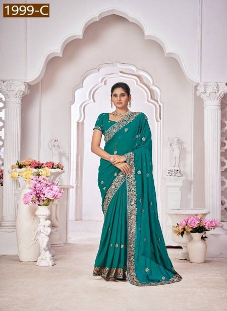 Firozi Colour Jayshree 1999 A TO D Georgette Blooming Designer Wedding Saree Wholesalers In India 1999-C