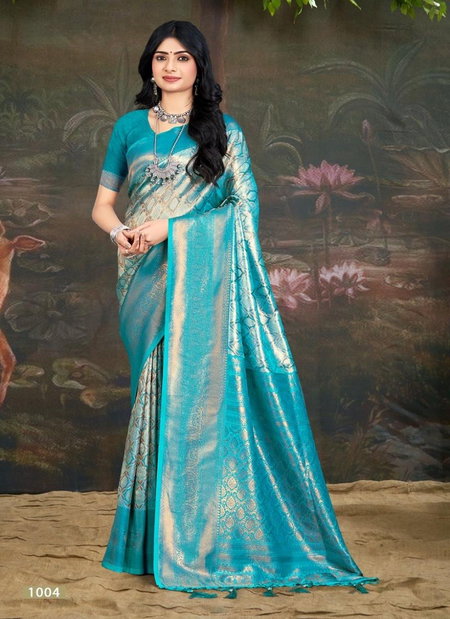 Firozi Colour Kalanidhi Vol 3 By Bunawat Wedding Wear Kanjivarm Silk Wholesale Sarees Suppliers In Mumbai 1004