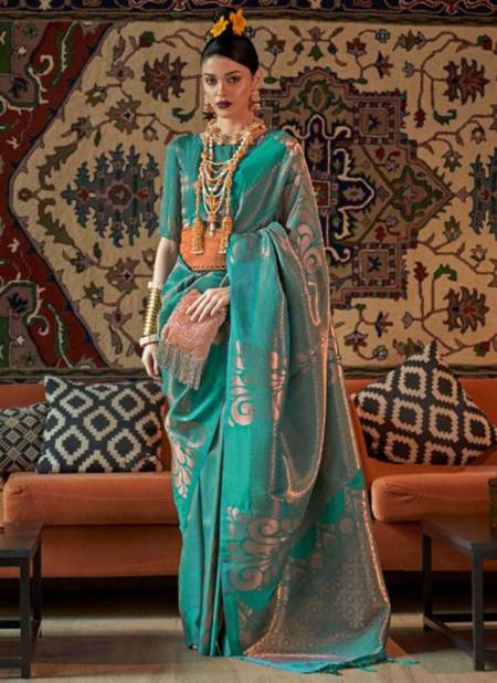Firozi Colour Kanmani Silk Designer Wholesale Wedding Wear Sarees 2001