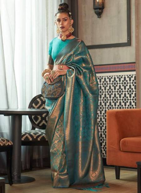 Firozi Colour Kanvi Silk Royals Festive Wear Wholesale Designer Sarees 3005