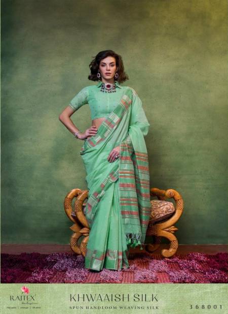 Firozi Colour Khwaaish Silk By Rajtex Mal Spun Cotton Printed Saree Suppliers In Surat 368001