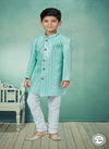 Firozi Colour Kids Indo Western Sherwani Catalog K 562