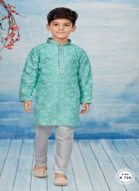 Firozi Colour Kids Kurta Pajama And Indo Western Catalog K 726