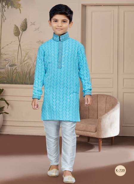 Firozi Colour Kids Vol 4 Boys Wear Kurta Pajama And Indo Western Catalog K 739