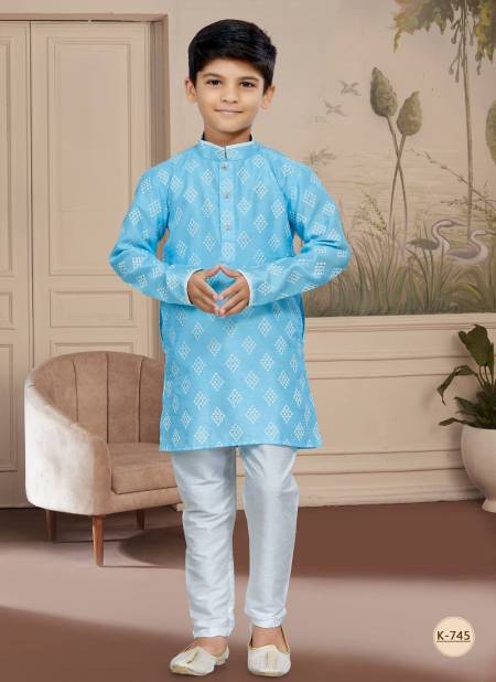 Firozi Colour Kids Vol 4 Boys Wear Kurta Pajama And Indo Western Catalog K 745