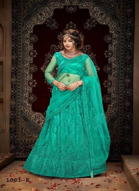 Firozi Colour Maharani 1001 Colour Edition By Mrudangi Wedding Lahenga Choli Online Wholesale 1001-F