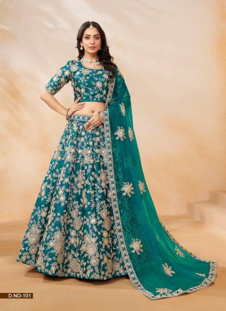 Firozi Colour Mehvisha Vol 1 Art Silk Wedding Wear Lehenga Choli Wholesalers In India 101