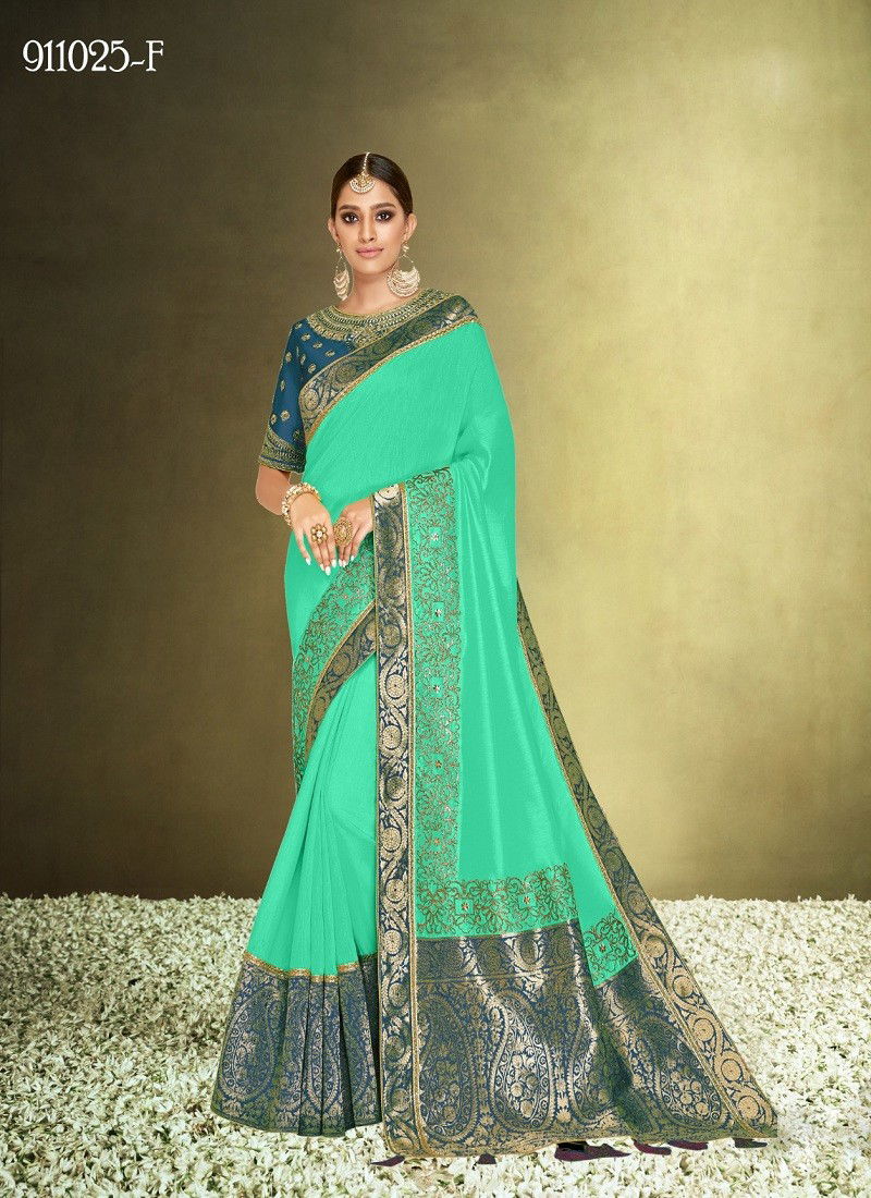 Firozi Colour Pariniti By Mahotsav Wedding Designer Wear Saree Suppliers In India 911025-F